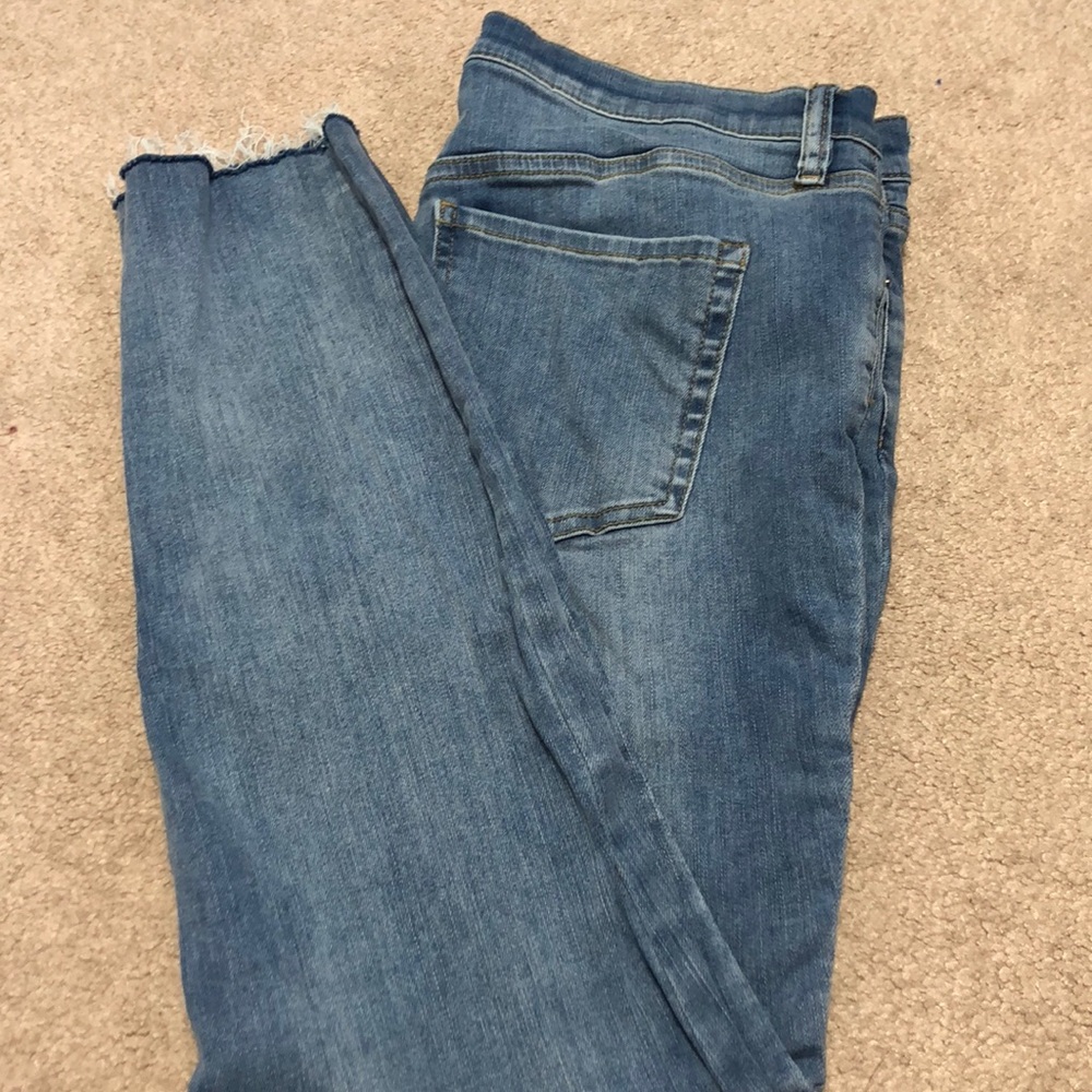 Free people button fly raw hem jeans